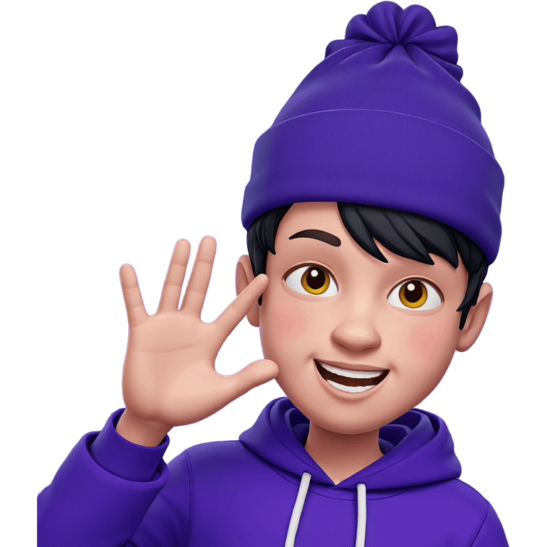 smiling boy in purple hoodie emoji