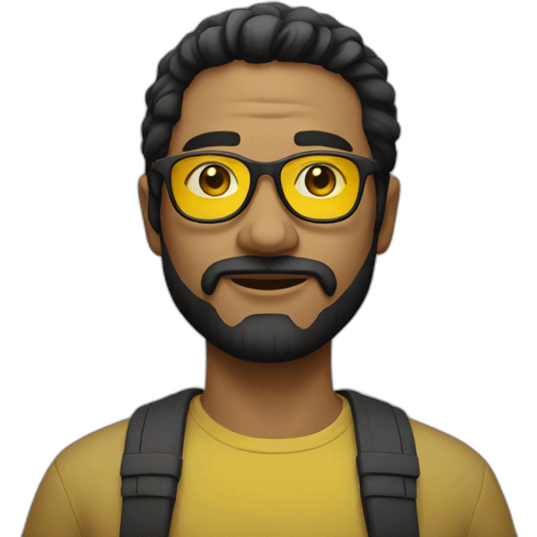 Man with yellow tinted glasses and black hair  emoji