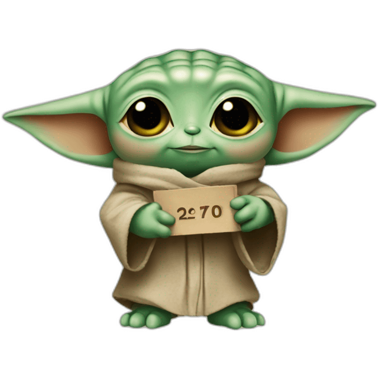 Baby Yoda holding a number 2 sign emoji