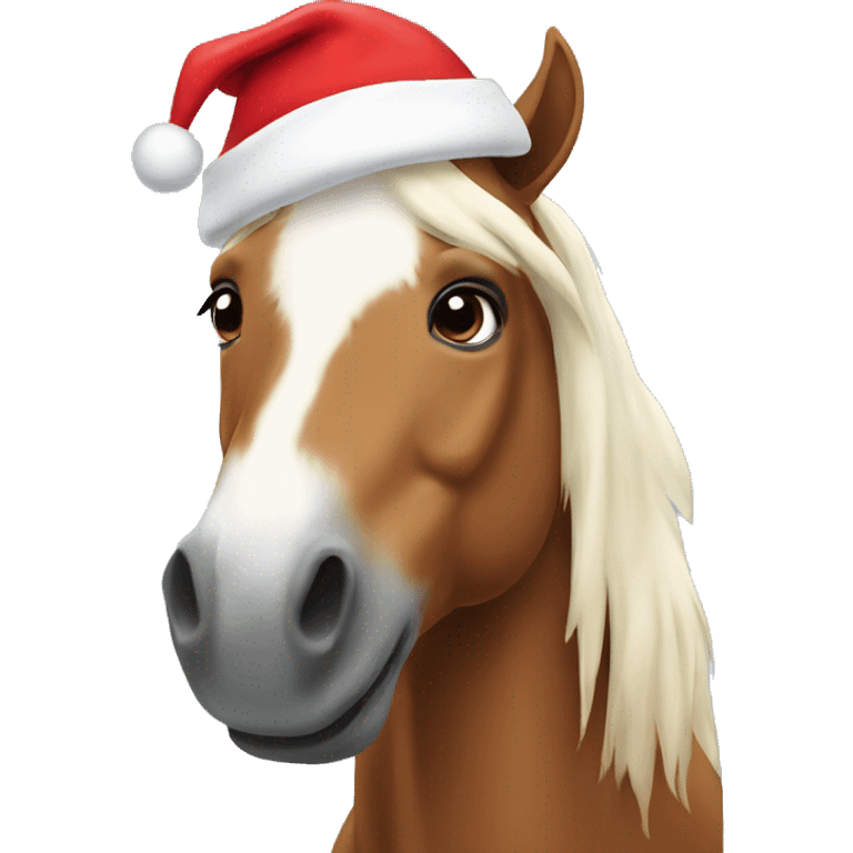 Horse with Santa hat emoji