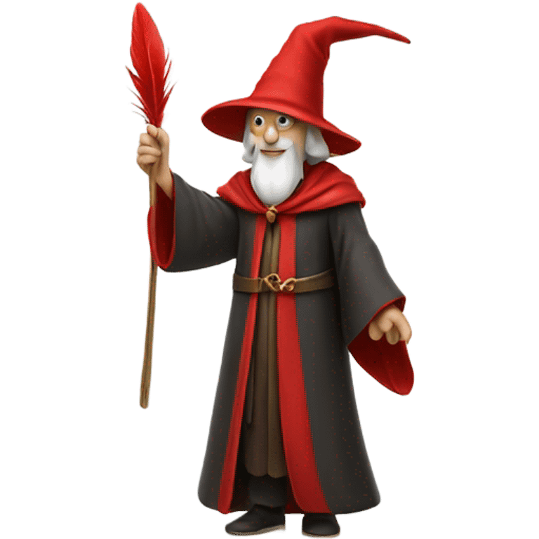 wizard holding a red feather emoji