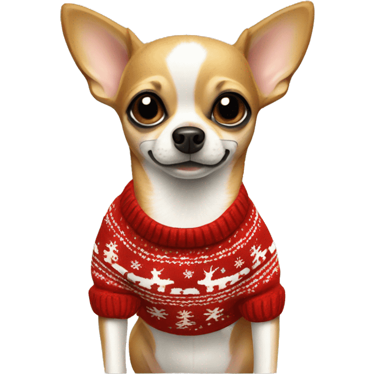 A chihuahua with a Christmas sweater  emoji