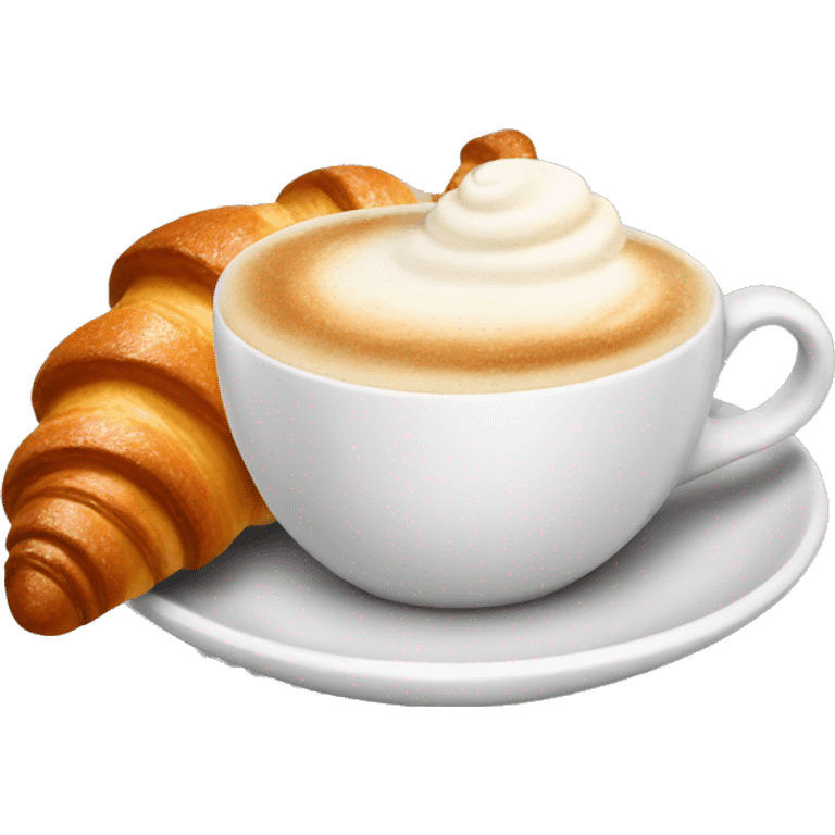 Cup of cappuccino with croissant emoji