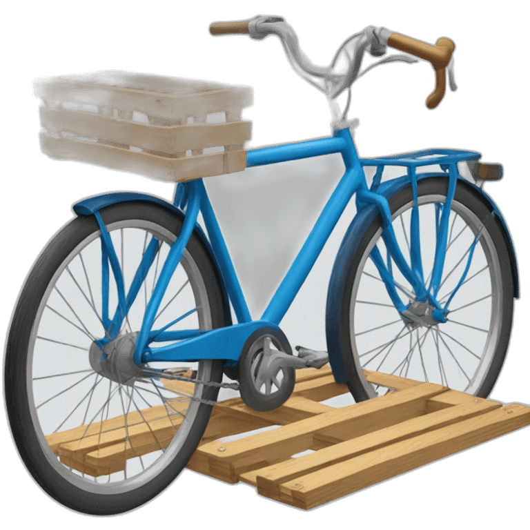 blue step-through bicycle with wooden crate on rear emoji