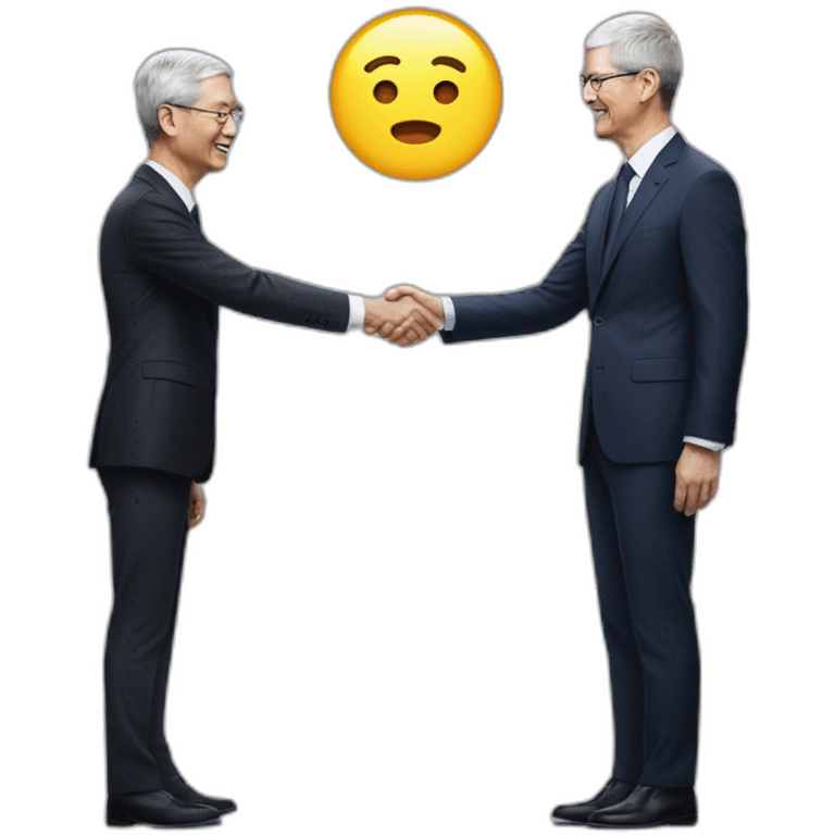 tim cook shakes hands with yoon suk yeol  emoji