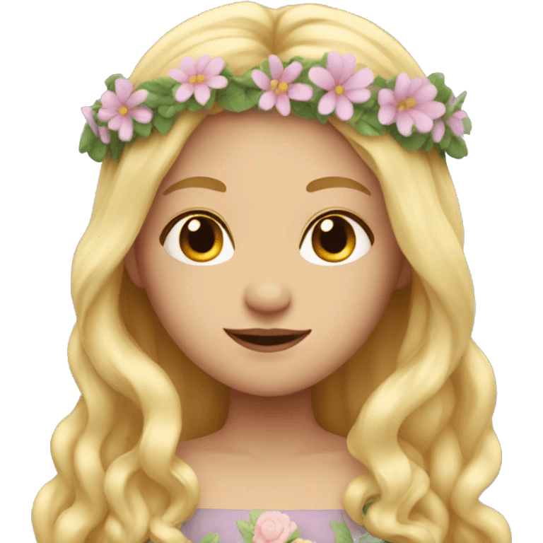 fairy with long blonde hair and flower crown emoji