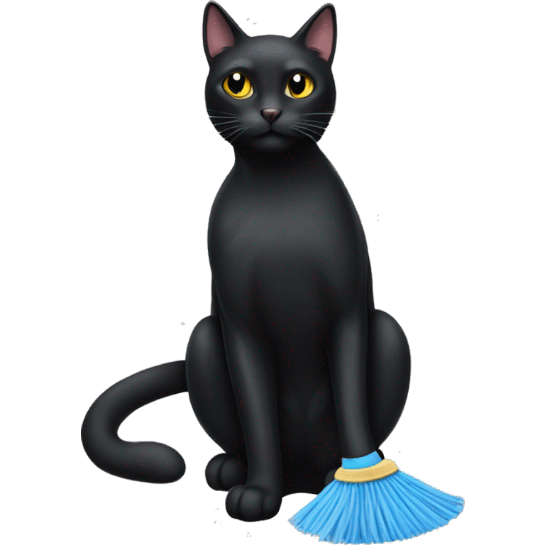 black cat cleaning emoji