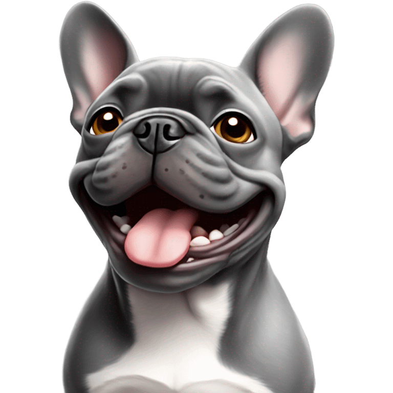 Grey French bulldog smiling emoji