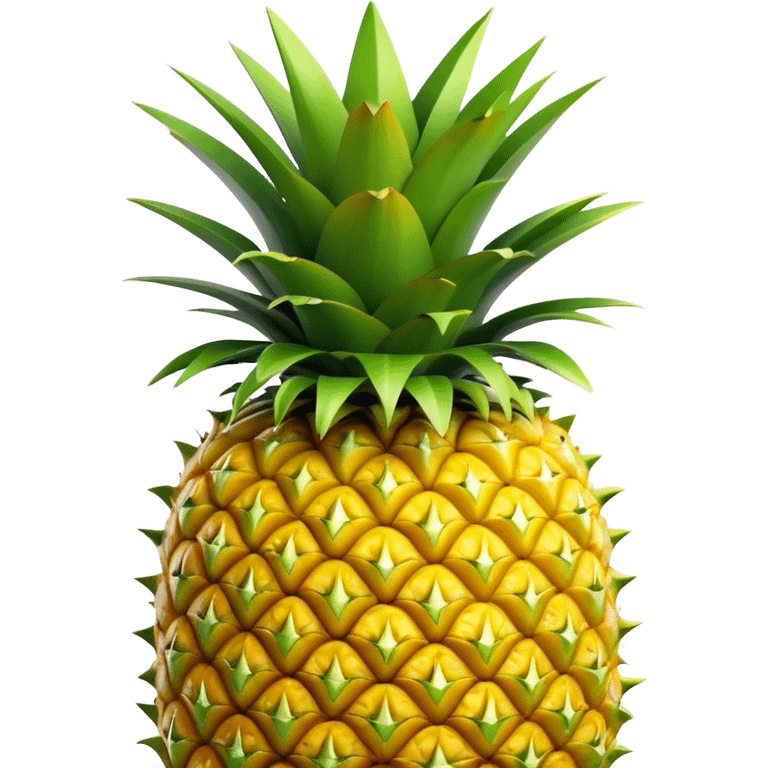 Cinematic Realistic Pineapple Emoji, Tropical and vibrant, with a golden-yellow textured skin and a crown of spiky green leaves on top. The body of the fruit is sharply geometric, its surface rich with natural patterns. Soft glowing outline, capturing the essence of exotic sweetness and tropical flair in a fresh pineapple! emoji