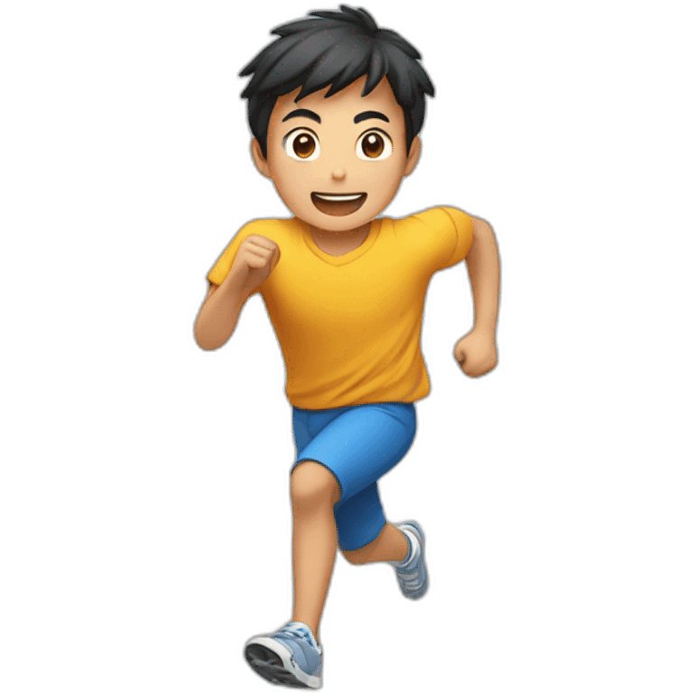 an asian boy running fast emoji