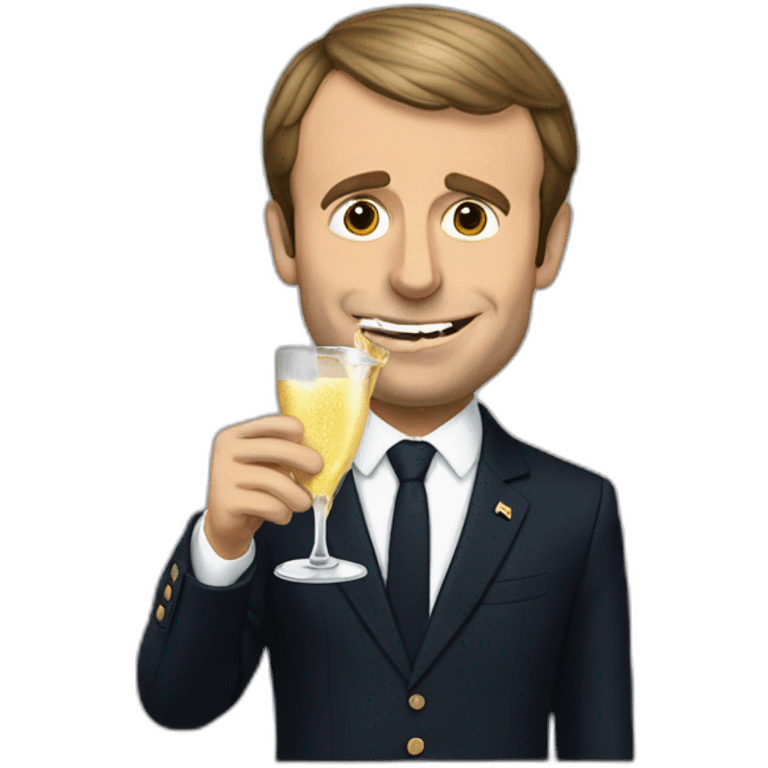 emmanuel macron eating champagne emoji