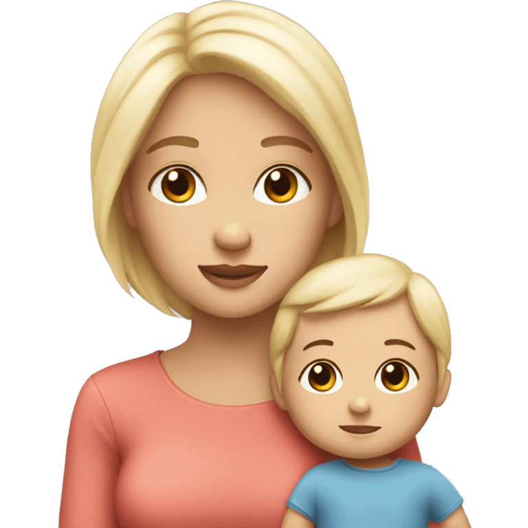 little white girl with baby son plushy emoji