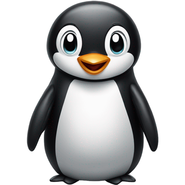 Penguin smiling with fun emoji