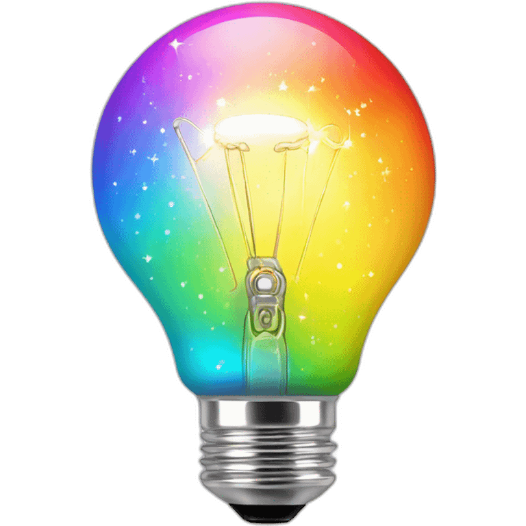 shiny sparkles around the light bulb in rainbow emoji