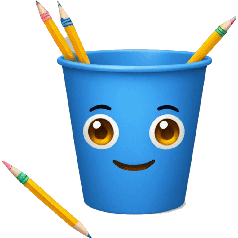 blue cup with pencils emoji