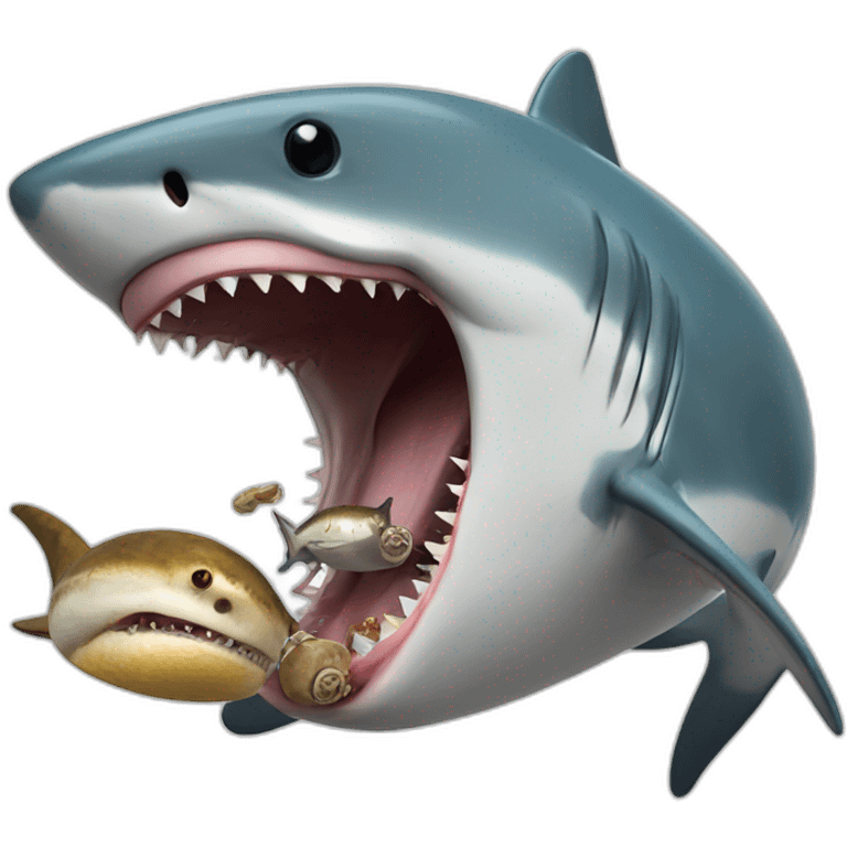 Shark eating a snail emoji