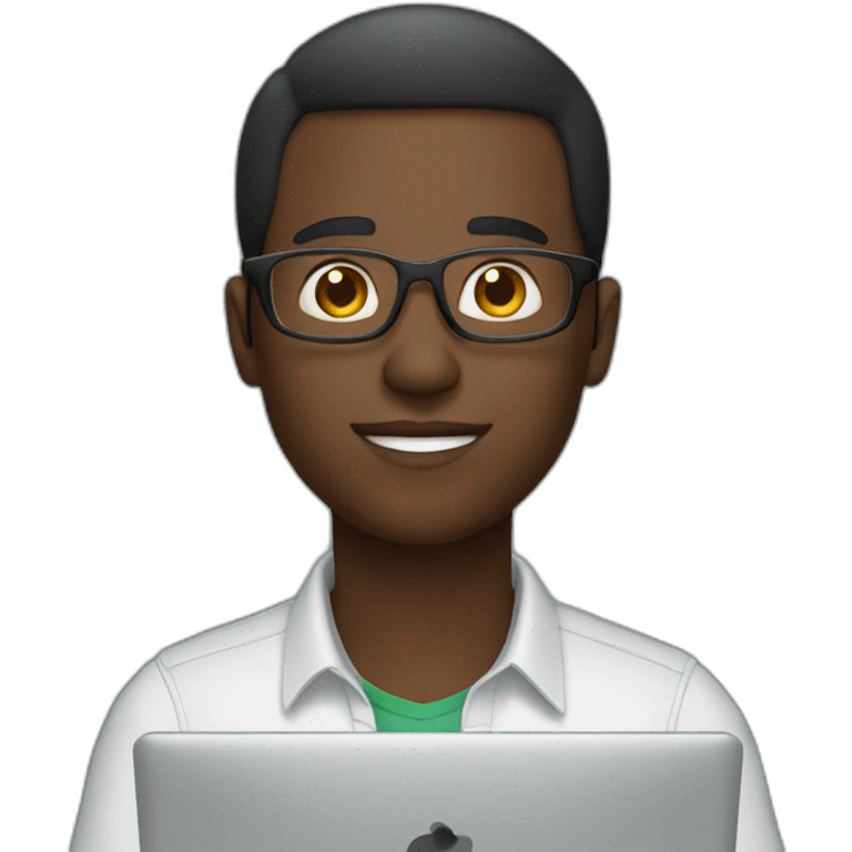 black man working on computer emoji