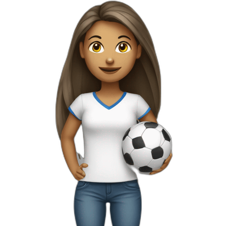 Fille avec un ballon de foot emoji