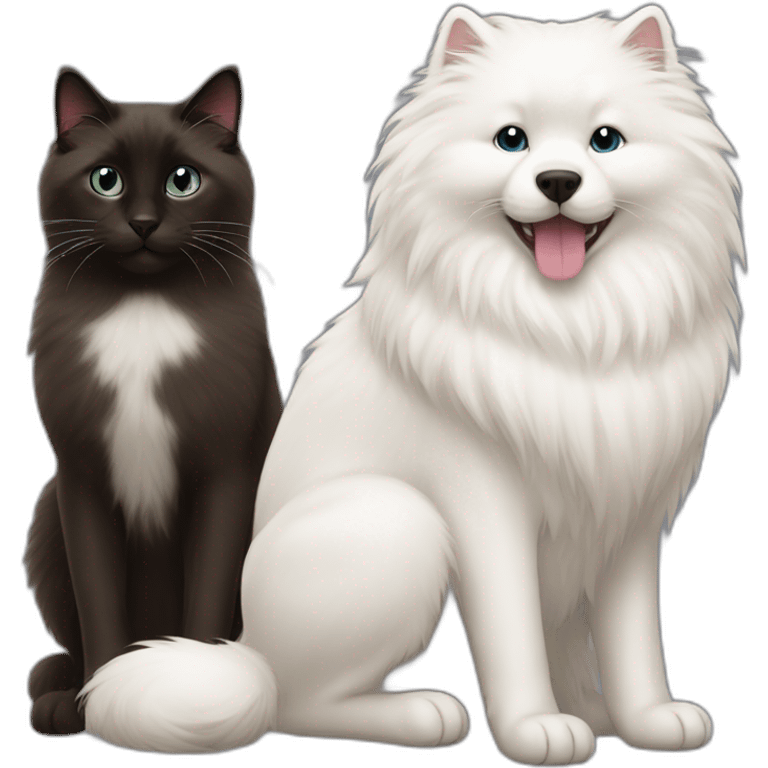 dark ragdoll cat and samoyed emoji