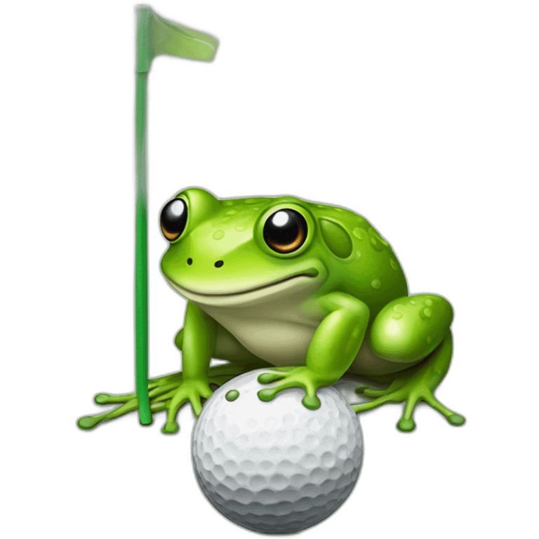 Frog standing up putting a golf ball into hole emoji