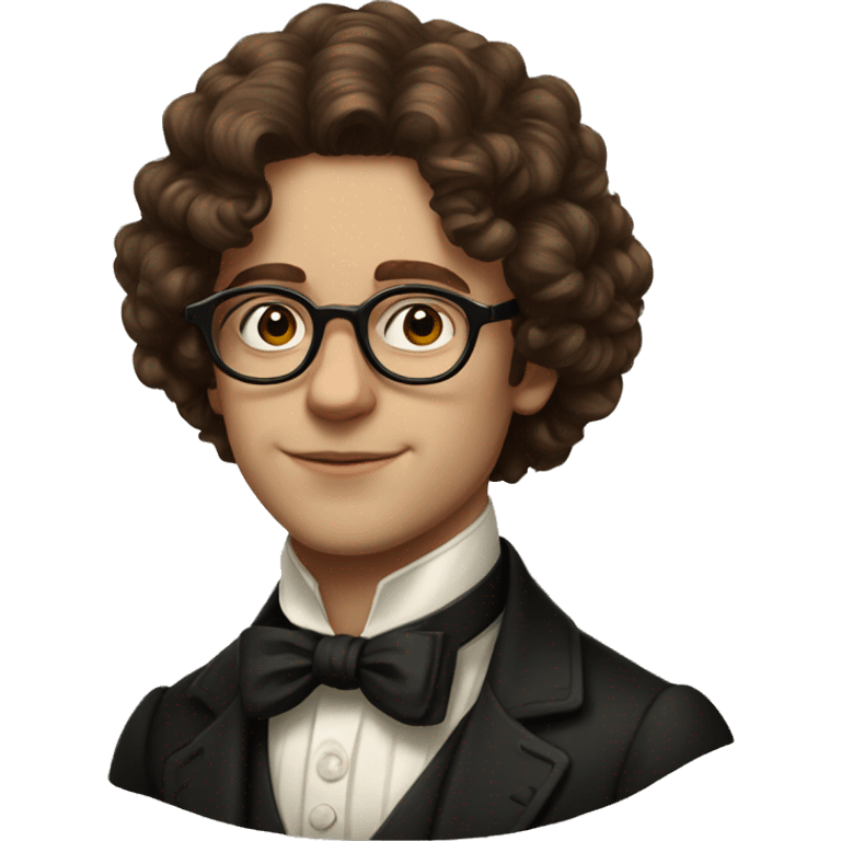 young victorian man with glasses, brown curly hair emoji