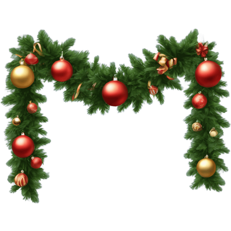 Realistic Circular christmas garland with baubles and bows emoji