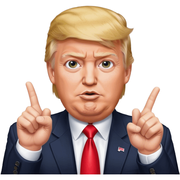 Super-realistic Donald Trump shows victory sign, realistic face emoji