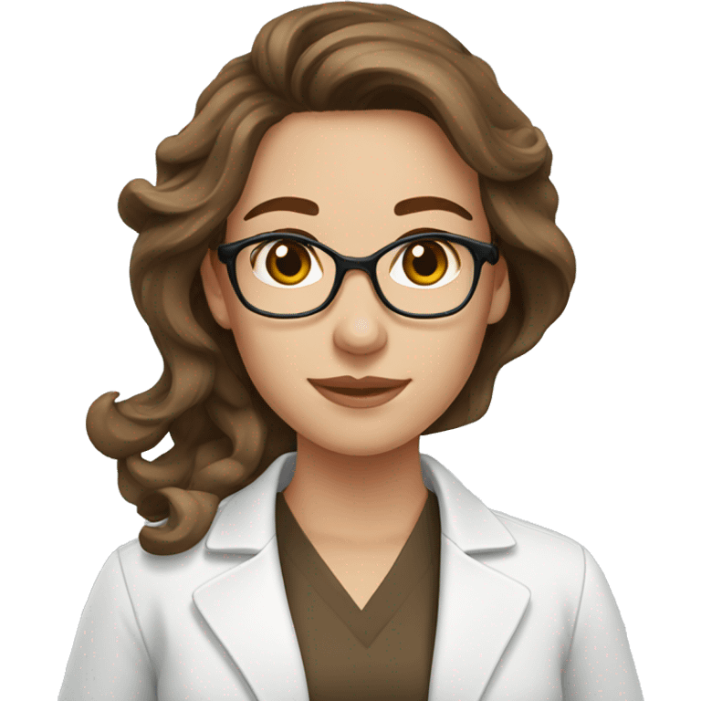 pharmacist long brown hair with waves, pretty female emoji