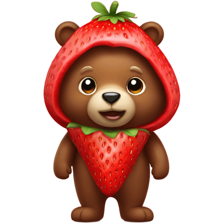 bear wearing strawberry costume emoji