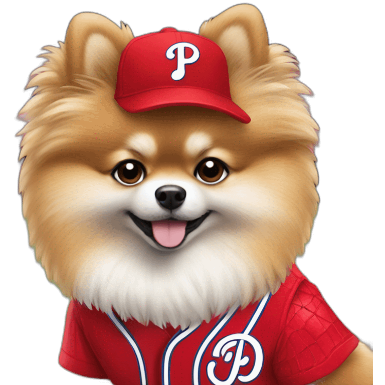 pomeranian wearing philadelphia phillies uniform emoji