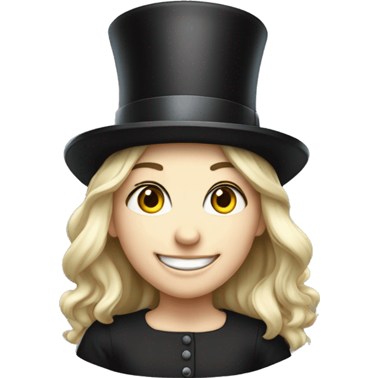 smiling girl white skin, in top hat emoji