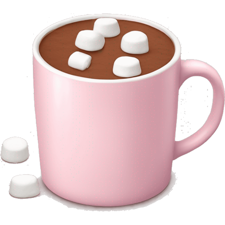 Light Pink mug of hot chocolate with marshmallows  emoji