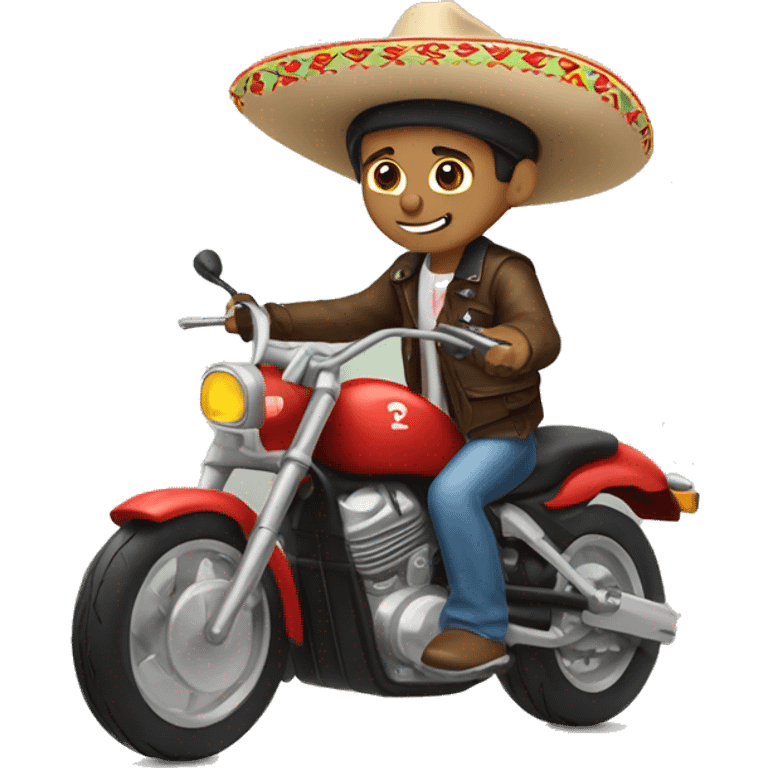 Mexican boy riding motorcycle ￼ emoji