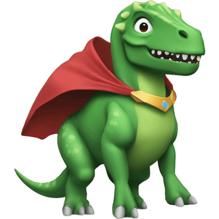 Dinosaur with hero cape and hero mask emoji