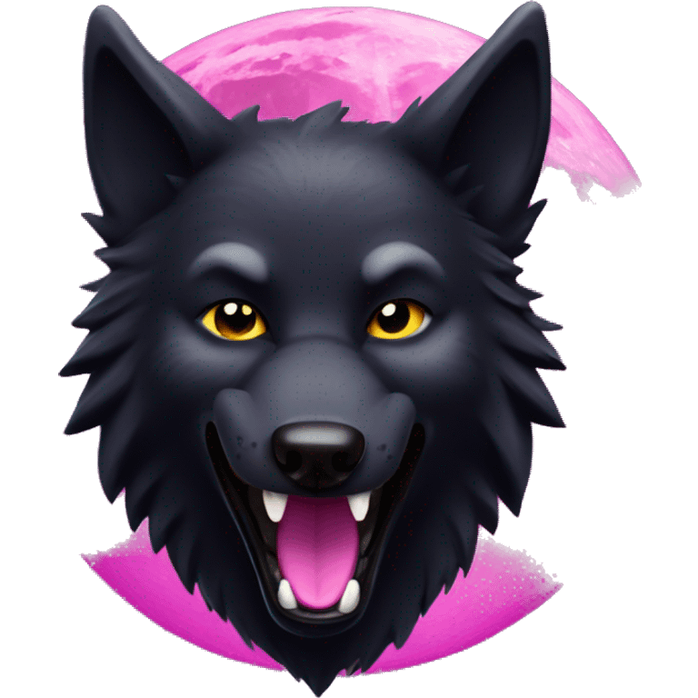 black wolf with maliciously smile at the magenta moon emoji