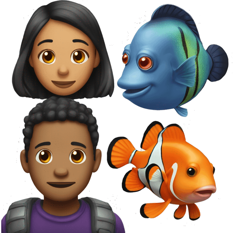 Clownfish and hippo tang emoji