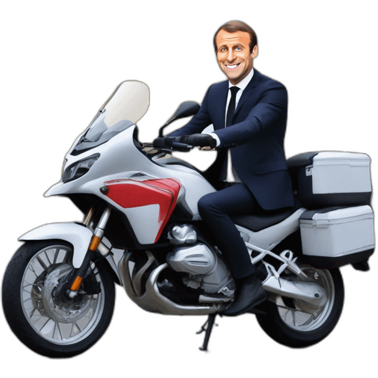 Emmanuel macron sur une moto emoji