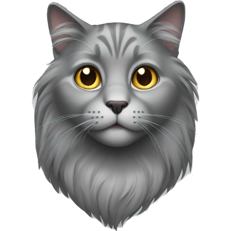 Gray cat with long hair emoji