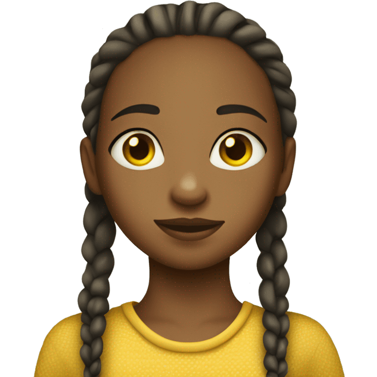 An ethiopia girl with corn rows, admiring the outer pace emoji