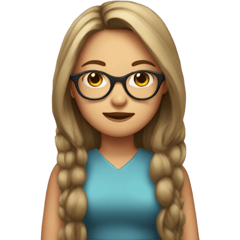 Girl with glasses and long hair and a dress and fat emoji