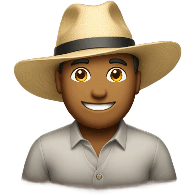 smiling man enjoying a drink and hat emoji