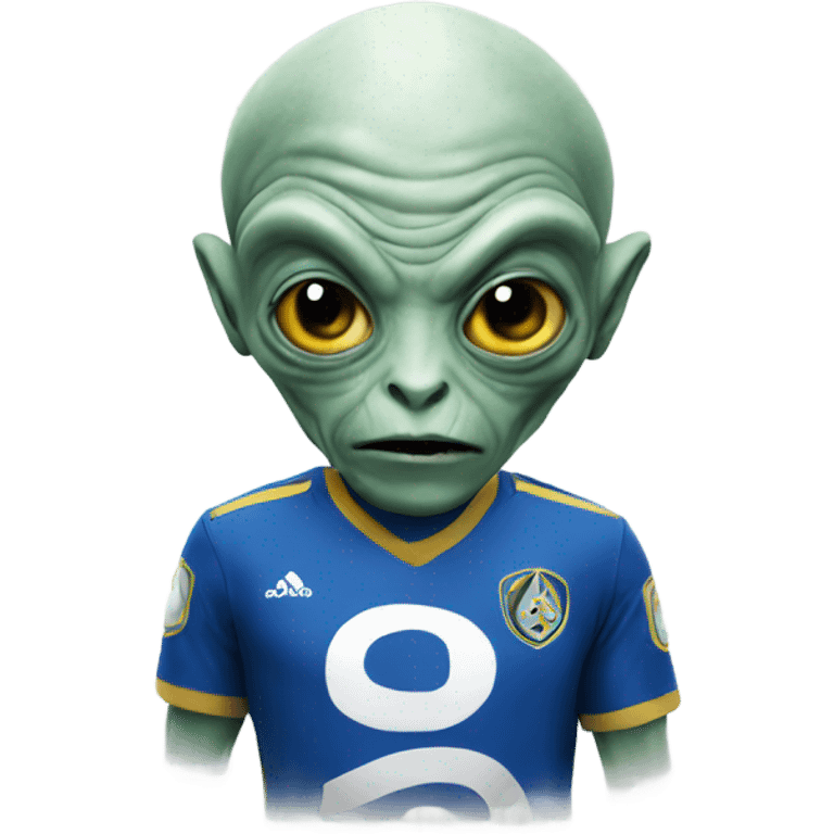 Alien wearing a Leeds united top emoji