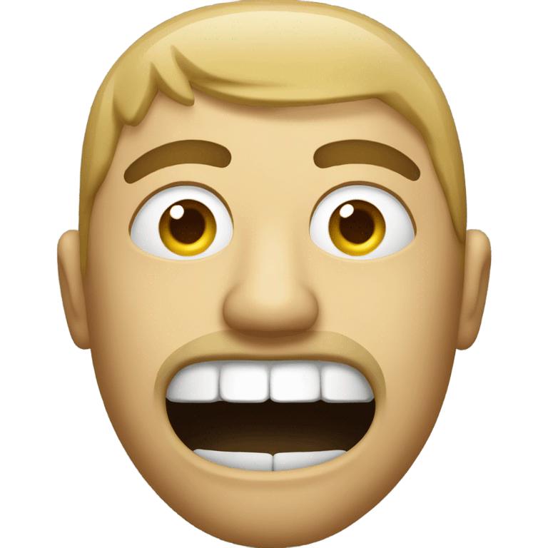  Man with mouth open, glue on face emoji