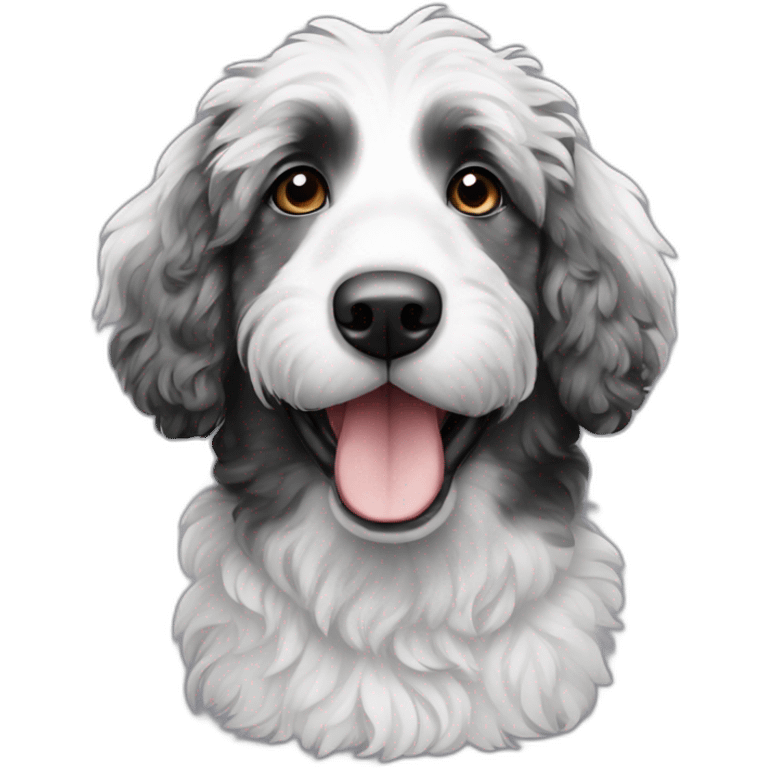 Black and white Aussie doodle emoji