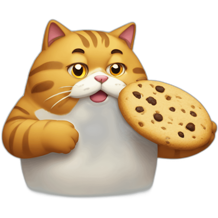 fat cat eating cookies looking busted emoji