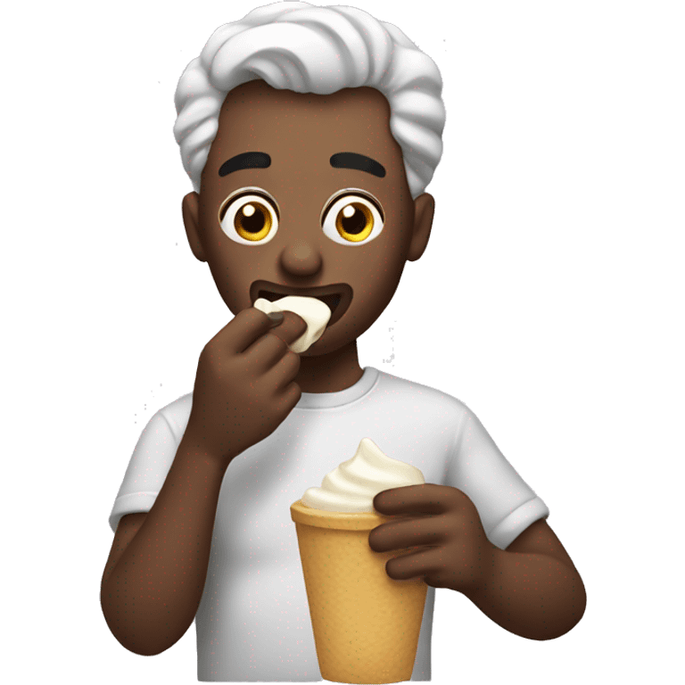 Man eating cream emoji