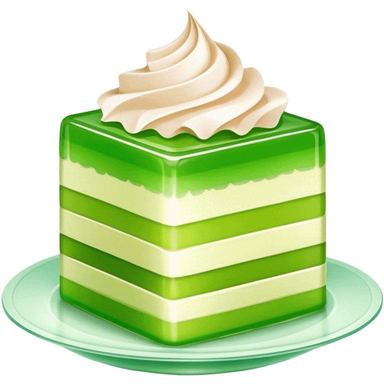 Coconut Pandan Jelly Cinematic Realistic Coconut Pandan Jelly Dessert Emoji, depicted as a layered jelly with distinct strata of coconut and pandan flavors, rendered with delicate textures and vibrant, tropical lighting. emoji