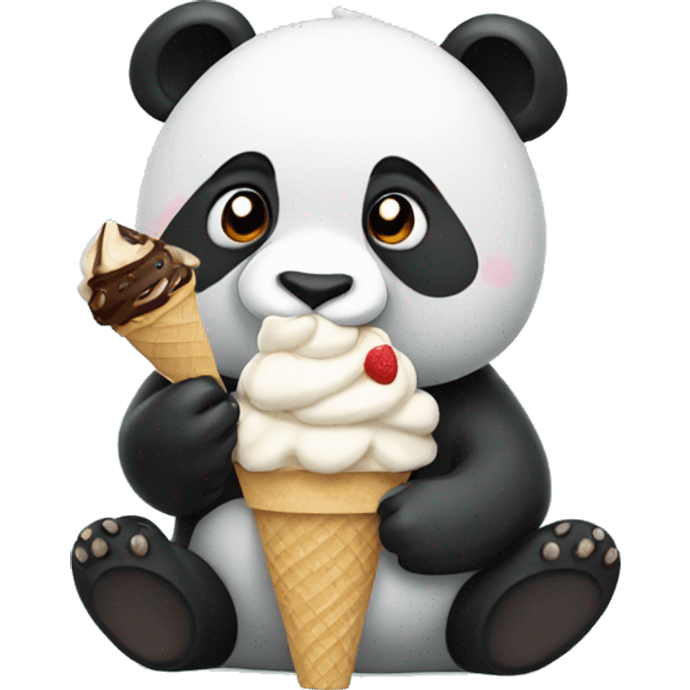 Panda eating ice cream emoji