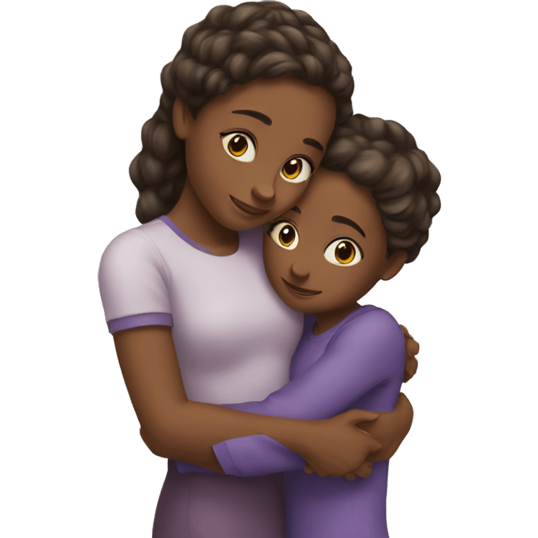 big sister and little sister hug emoji