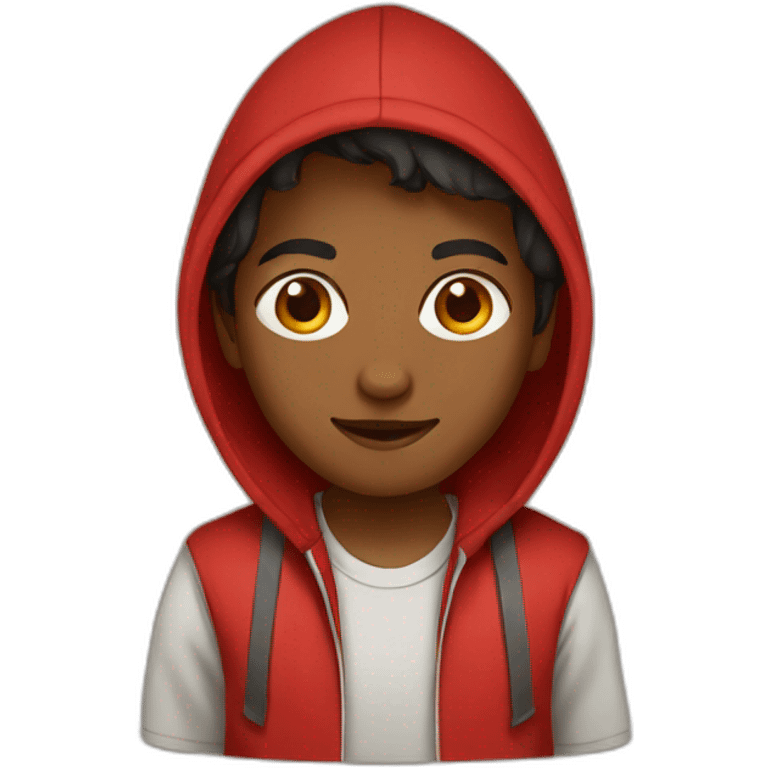 tamil kid with a red hoodie light brown emoji